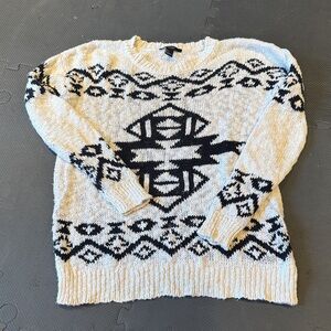 Forever 21 Black and Cream Geometric Sweater